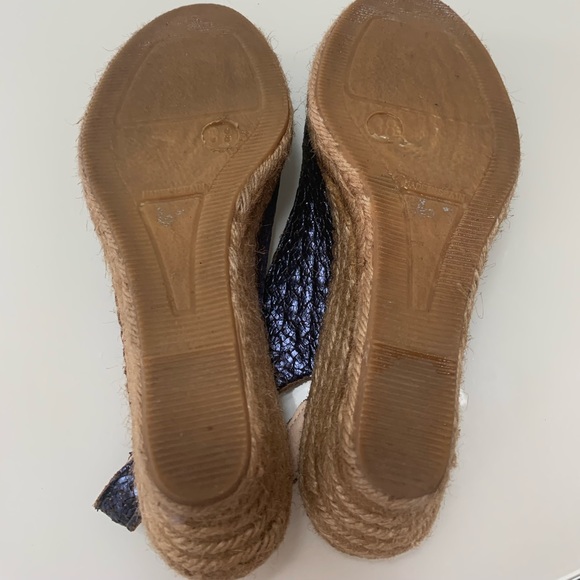 Stunning David Tyler Made In Spain Navy Leather Espadrilles Wedges (SZ 38) - Picture 7 of 7